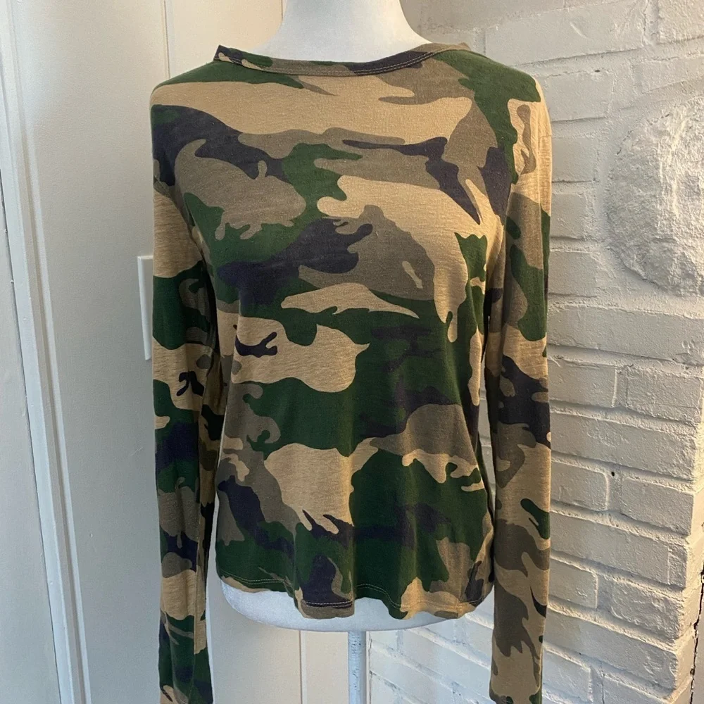 Zadig & Voltaire Willy Lin Camo Linen Long Sleeve Top - Picture 2 of 6